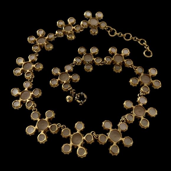 J. Crew Gold-Tone Iridescent White Opalescent Stones Statement Necklace Rare - Picture 9 of 11